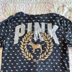 PINK Victoria's Secret Nightgown with Sequin Dog - Black and Gold